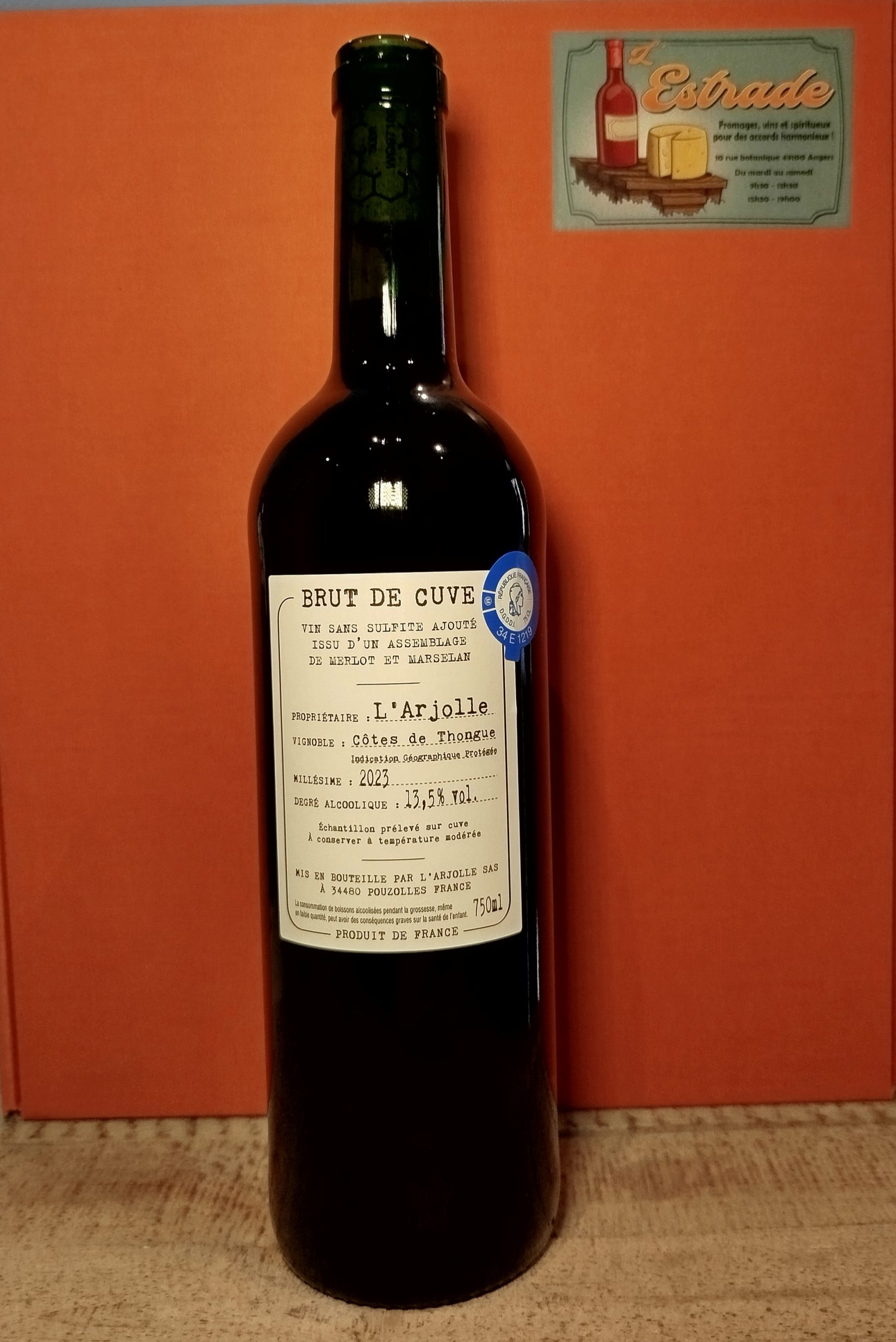 IGP Côtes de Thongue Brut de Cuve Rouge Sans sulfites ajoutés Domaine de l&rsquo;Arjolle